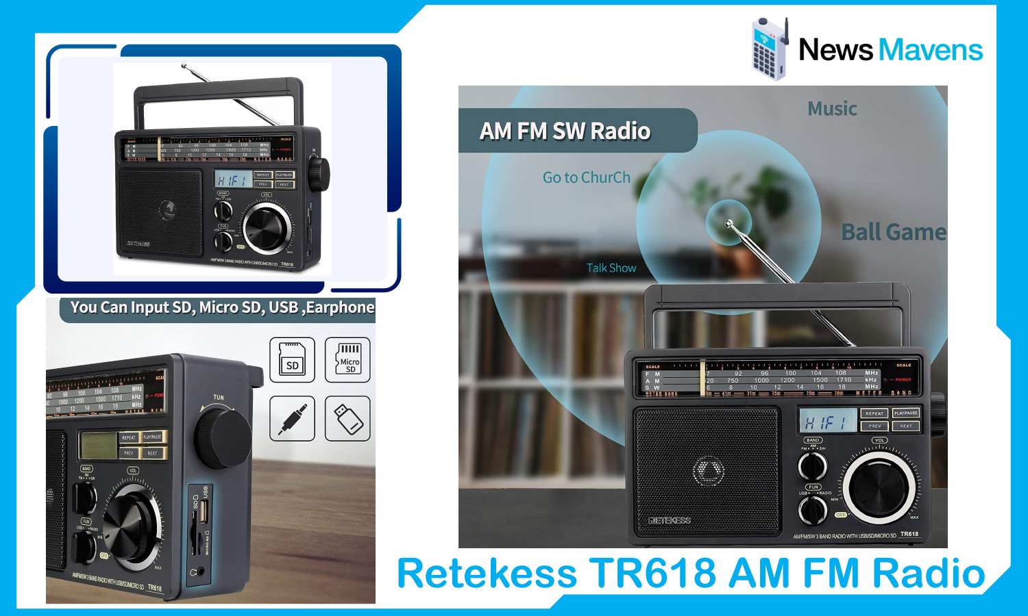 Retekess TR618 AM FM Radio