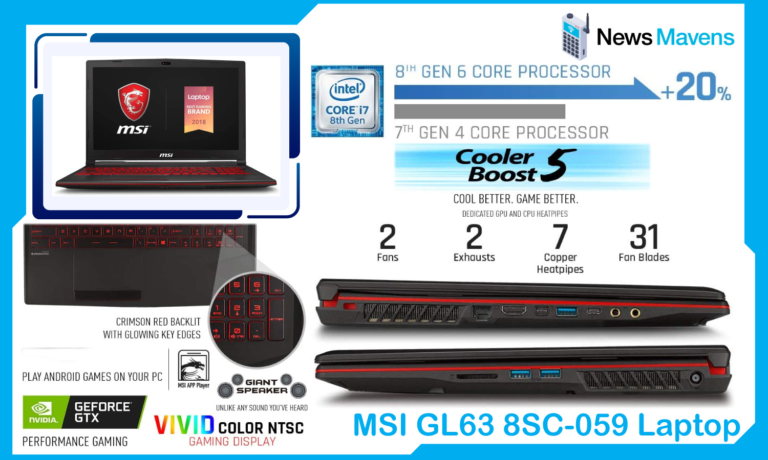 MSI 15.6” Gaming Laptop – GL63 8SC-059